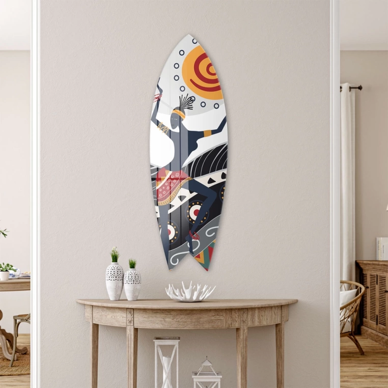 Vivantes Decorative Surfing Board in 4mm Tempered Glass-Dancing Girl