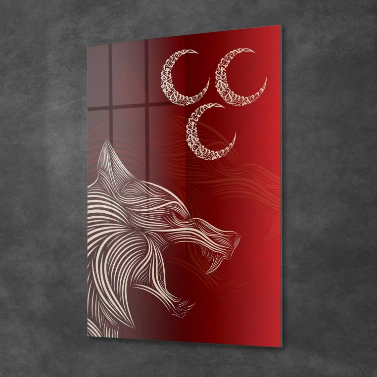 Vivantes Tempered Glass Wall Art - Only Wolf with Crescents