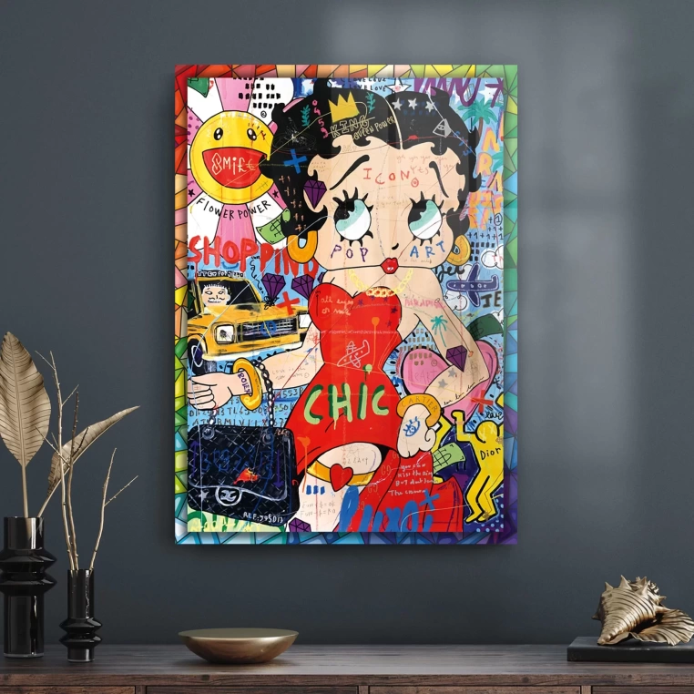 Vivantes Tempered Glass Wall Art - Pop Art Betty