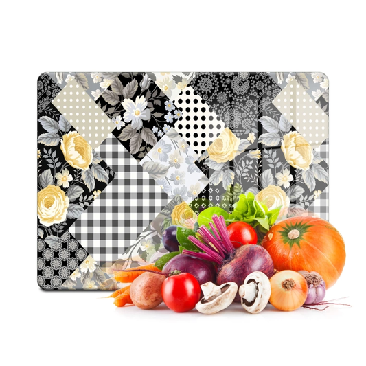 Tempered Glass Cutting Board - White Roses