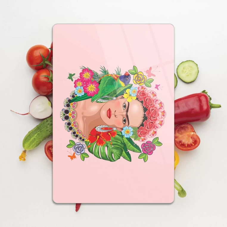 Tempered Glass Cutting Board - Lady in Flowers