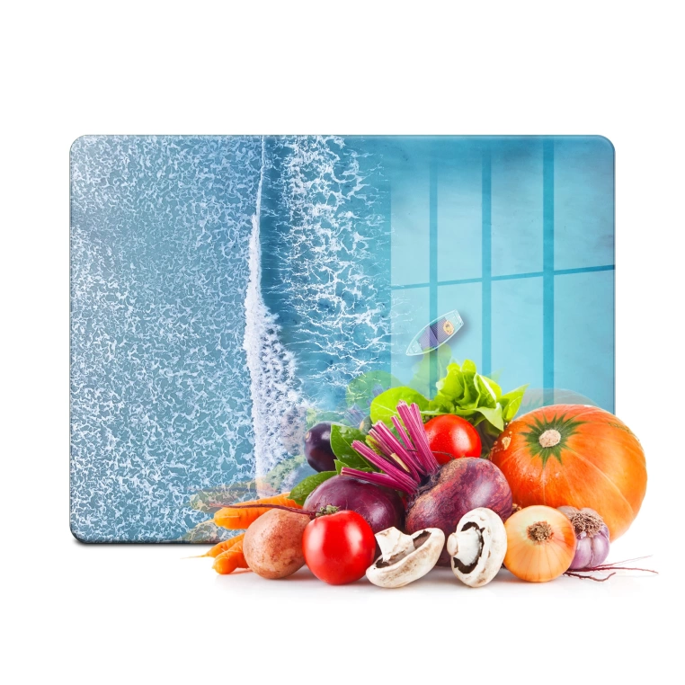 Tempered Glass Cutting Board - Beach