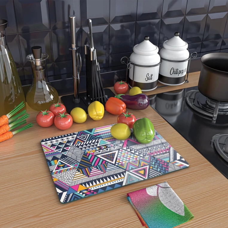 Tempered Glass Cutting Board - Modern African