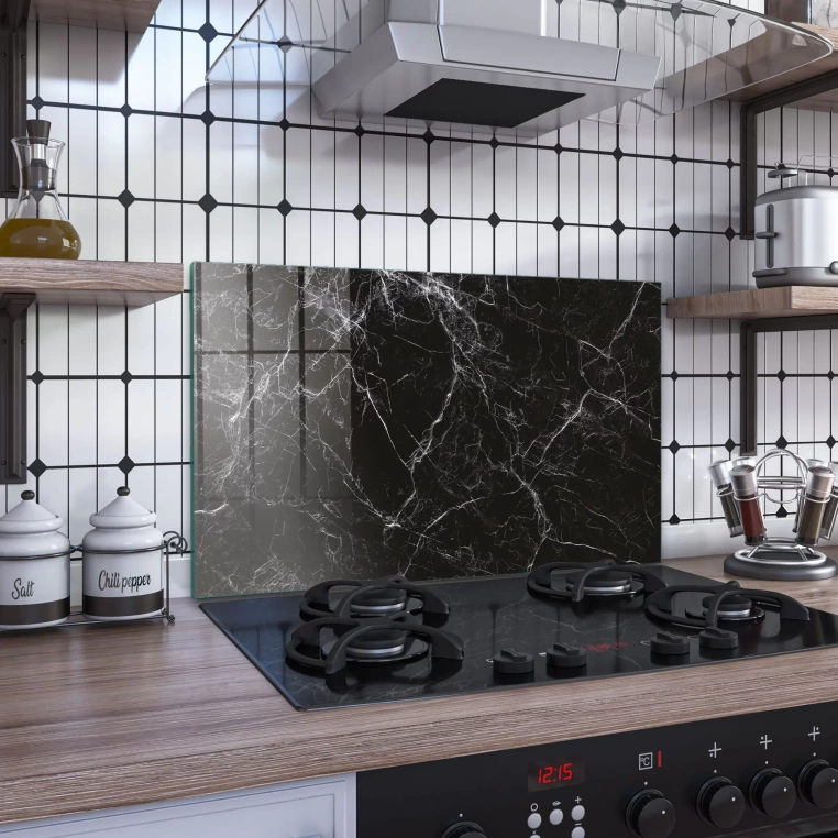 Vivantes Stove Back Tempered Glass Protector-Black Marble 2