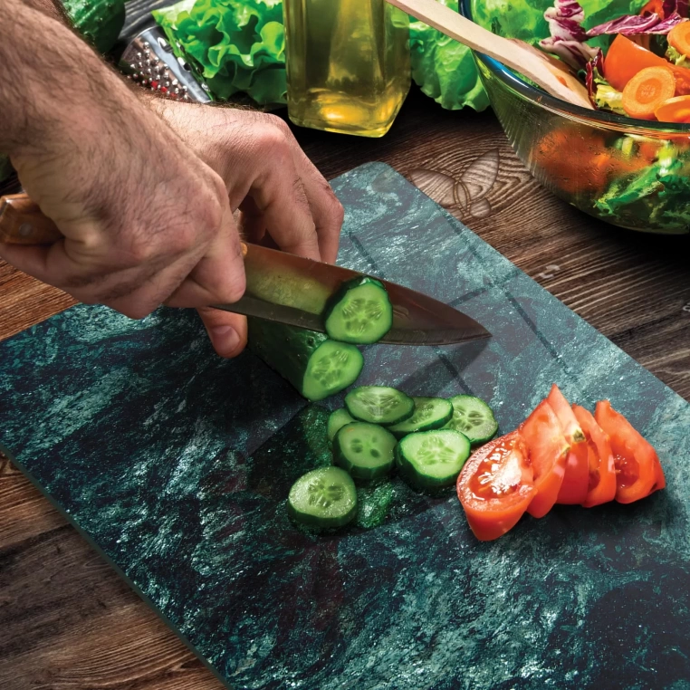 Tempered Glass Cutting Board - Green Granite