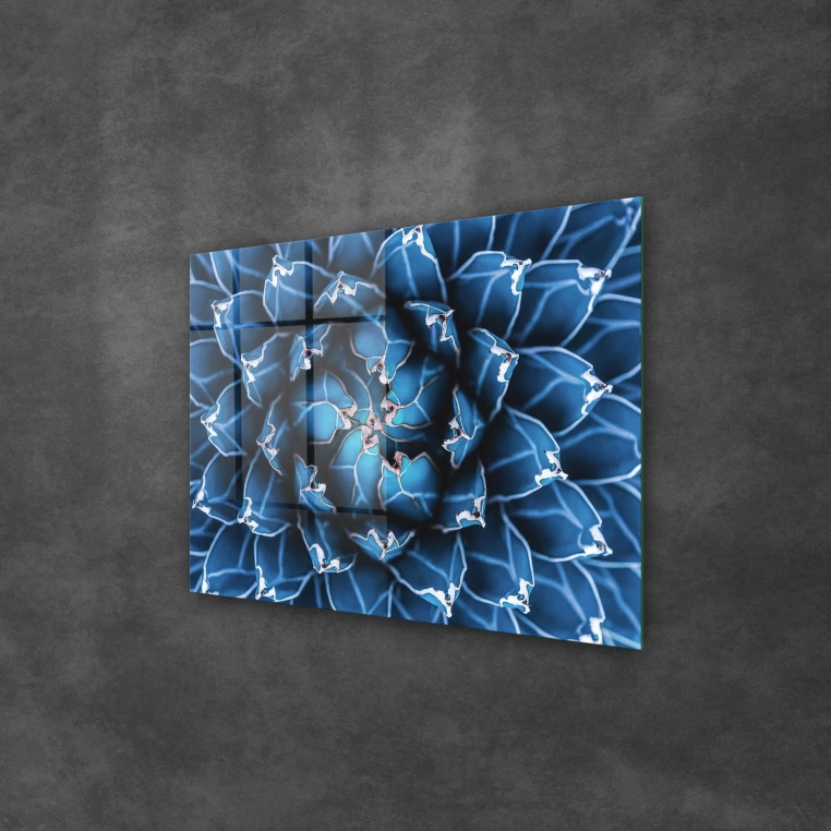 Vivantes Tempered Glass Wall Art - Blue Flower