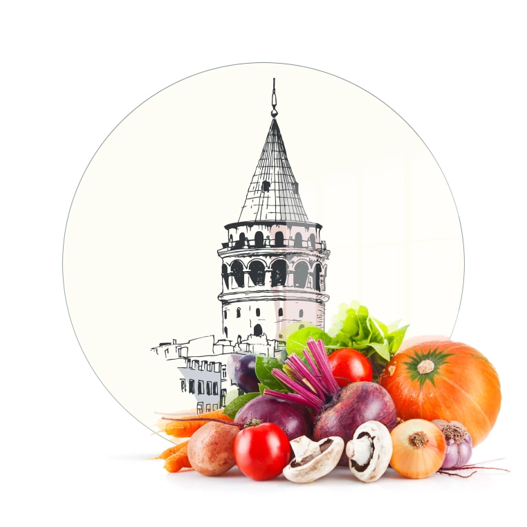 Tempered 12 inch Round Glass Cutting Board - Galata Tower