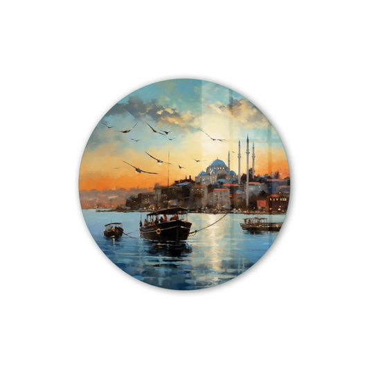 Vivantes Circle Glass Wall Art in 12" Diameter-Hagia Sophia