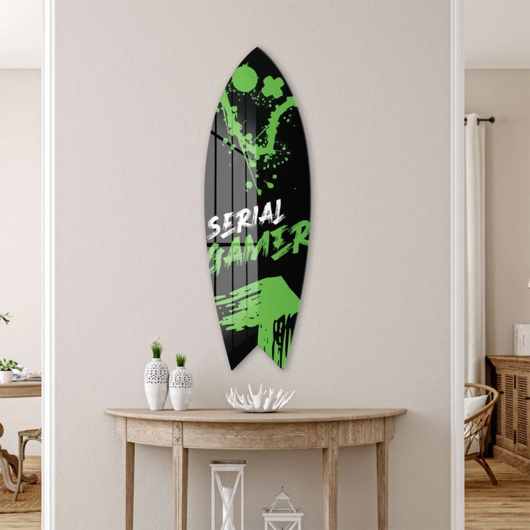 Vivantes Decorative Surfing Board in 4mm Tempered Glass-Serial Gamer