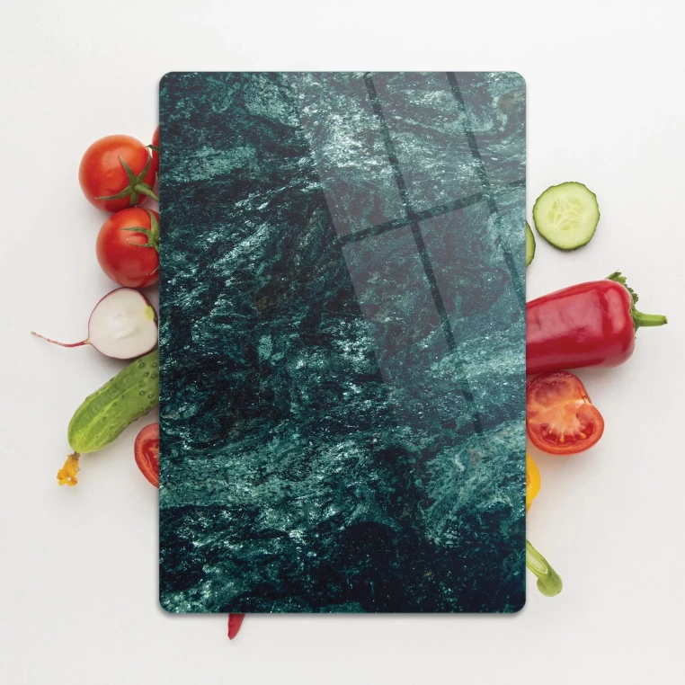 Tempered Glass Cutting Board - Green Granite