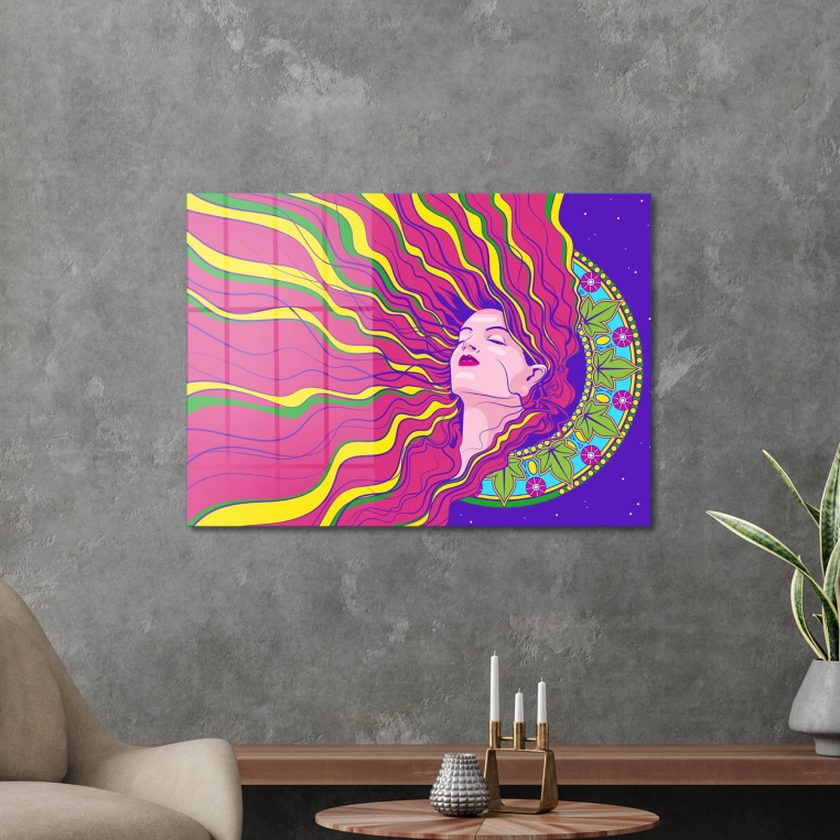 Vivantes Tempered Glass Wall Art - Rainbow Hair