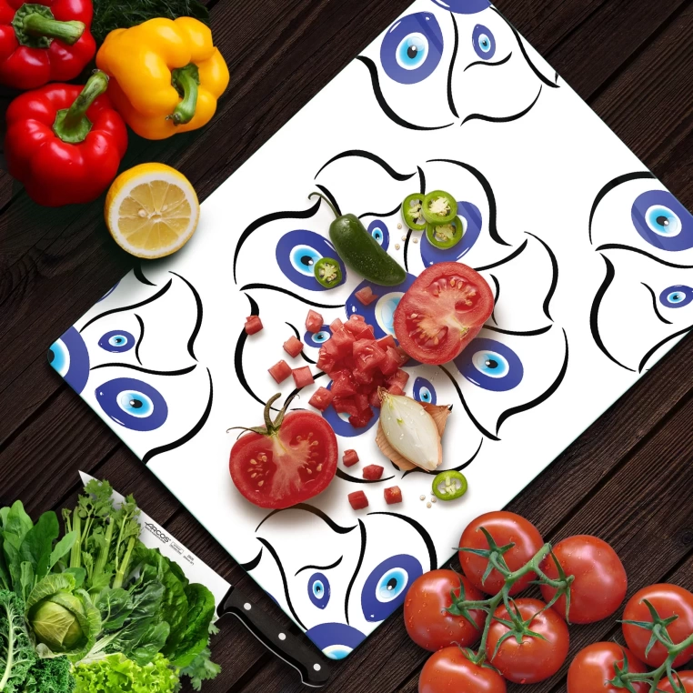 Tempered Glass Cutting Board - Evileye Flower