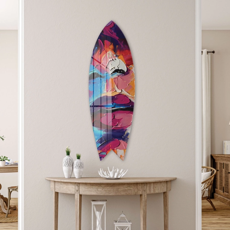 Vivantes Decorative Surfing Board in 4mm Tempered Glass-Face Art