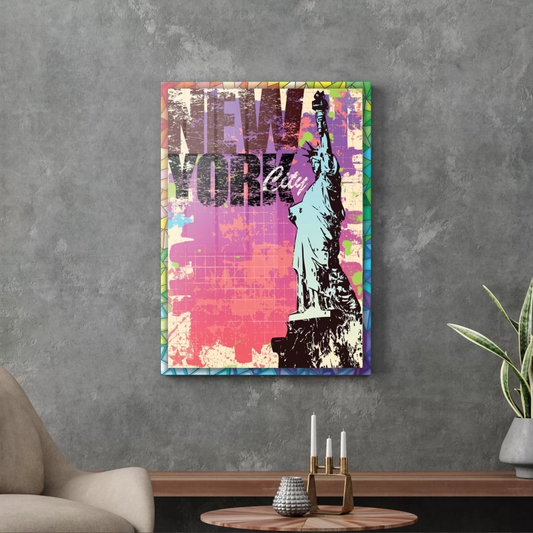 Vivantes Tempered Glass Wall Art - New York City with Colors