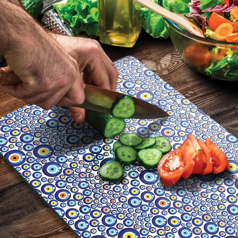 Tempered Glass Cutting Board - Colorful Evileyes