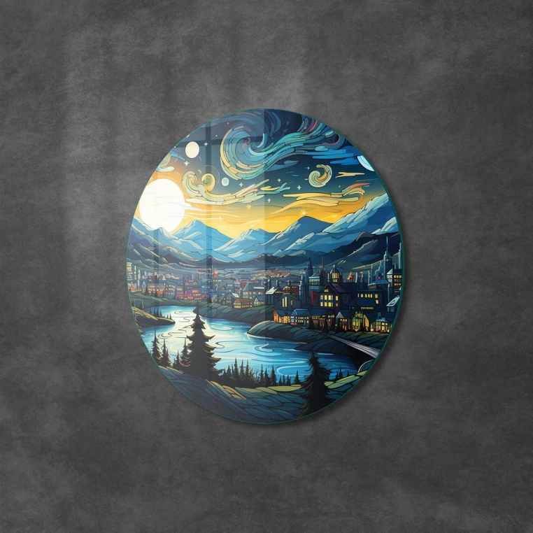 Vivantes Circle Glass Wall Art in 12" Diameter-German Village