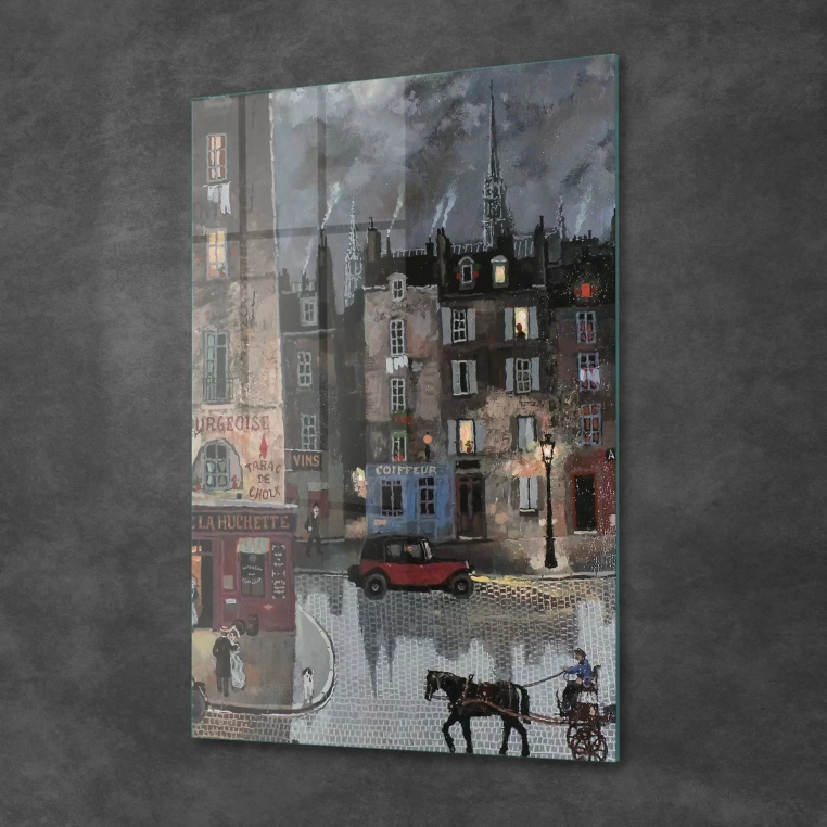 Vivantes Tempered Glass Wall Art - Old Cities Winter