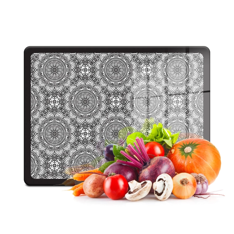 Tempered Glass Cutting Board - Retro Black and White Motif