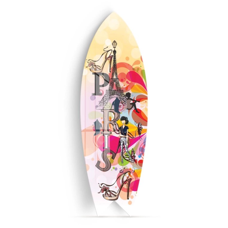 Vivantes Decorative Surfing Board in 4mm Tempered Glass-Paris