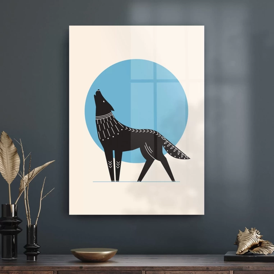 Vivantes Tempered Glass Wall Art - Black Wolf