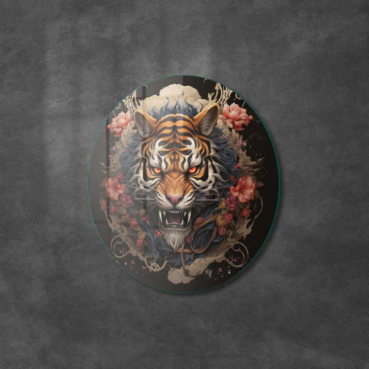 Vivantes Circle Glass Wall Art in 12" Diameter-Mad Tiger