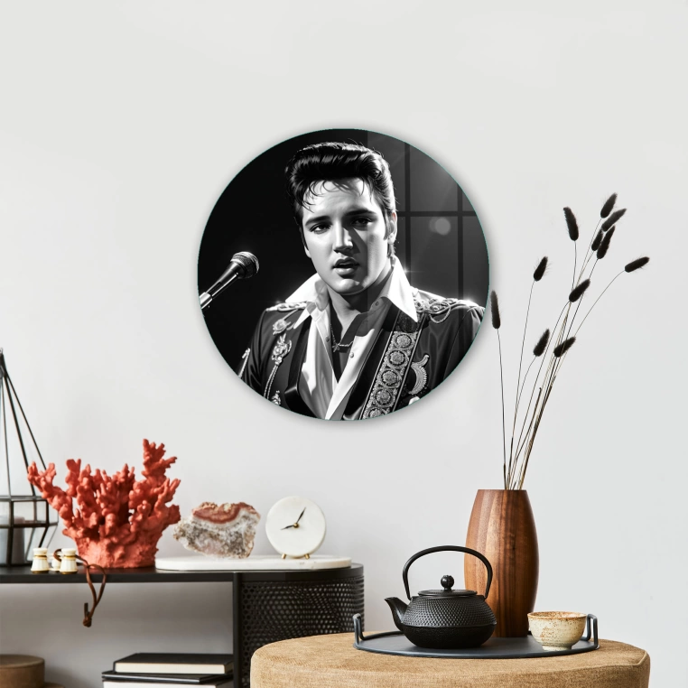 Vivantes Circle Glass Wall Art in 12" Diameter-Elvis