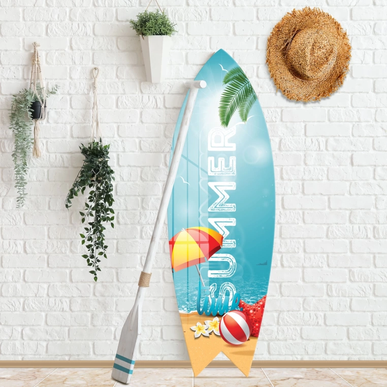 Vivantes Decorative Surfing Board in 4mm Tempered Glass-Summer