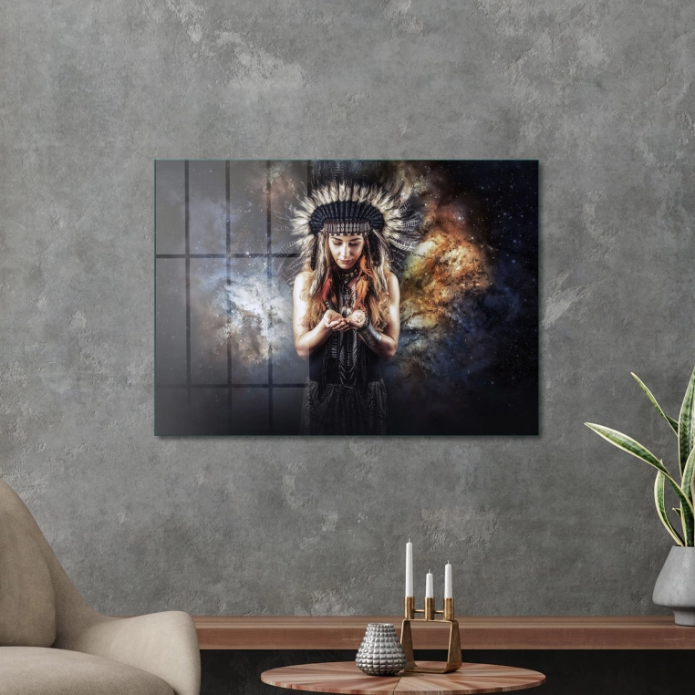 Vivantes Tempered Glass Wall Art - Cherokee Girl