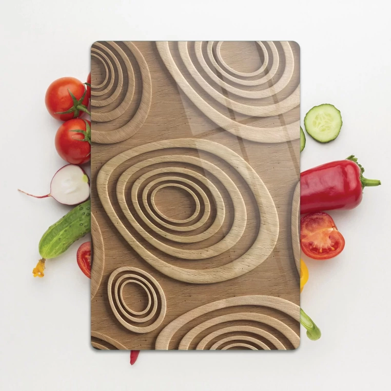 Tempered Glass Cutting Board - Wood Geo