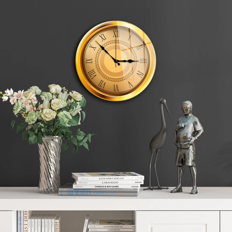 Vivantes Decorative Glass 12 inch Wall Clock Golden Marine