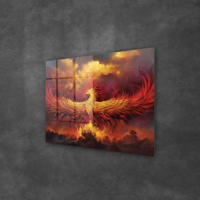 Vivantes Tempered Glass Wall Art - Phoenix Bird