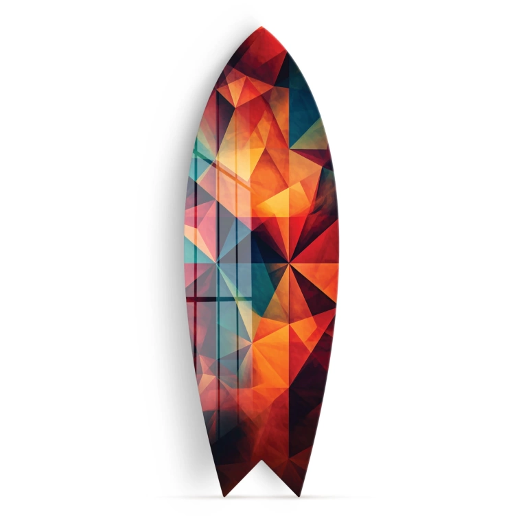 Vivantes Decorative Surfing Board in 4mm Tempered Glass-Crystal Colors