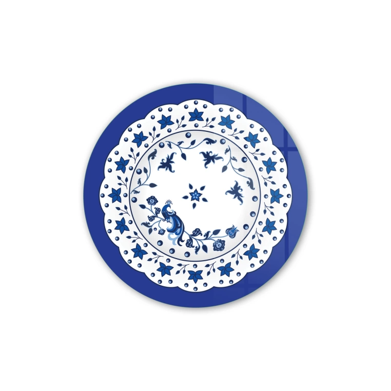 Vivantes Circle Glass Wall Art in 12" Diameter-Iznik Tile Plate