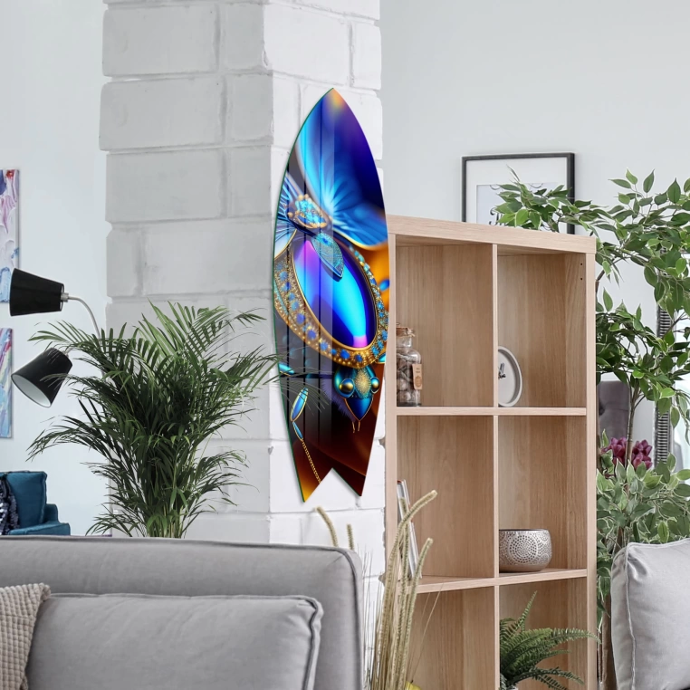 Vivantes Decorative Surfing Board in 4mm Tempered Glass-Jewel Art