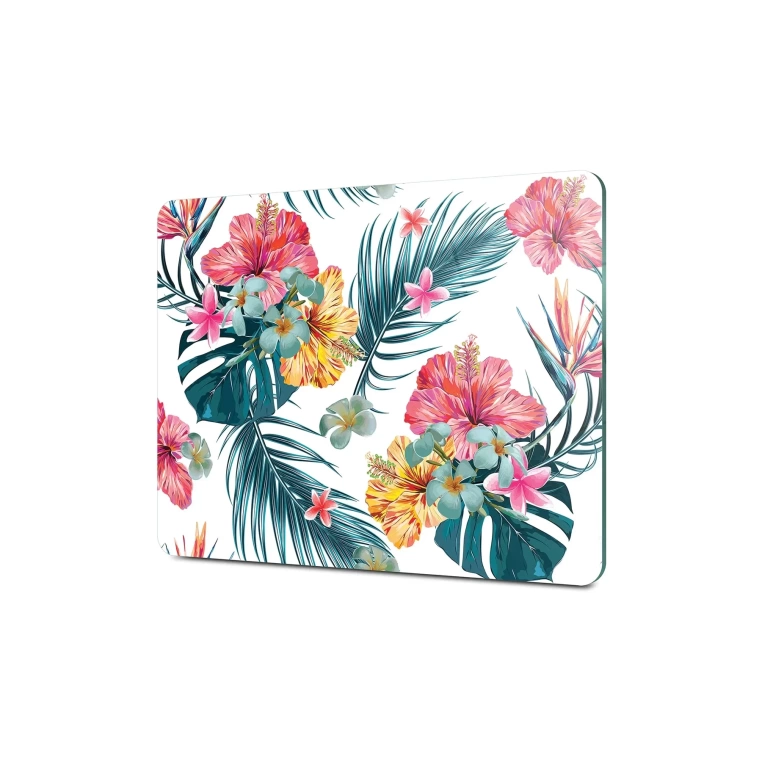 Tempered Glass Cutting Board - Tropical Flowers