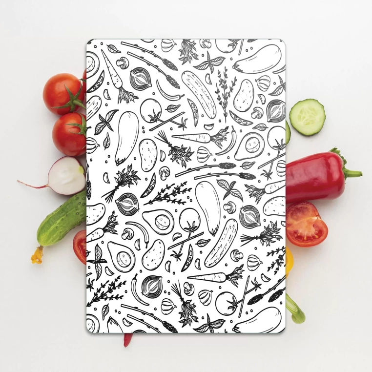 Tempered Glass Cutting Board - Vegan Board Black&White