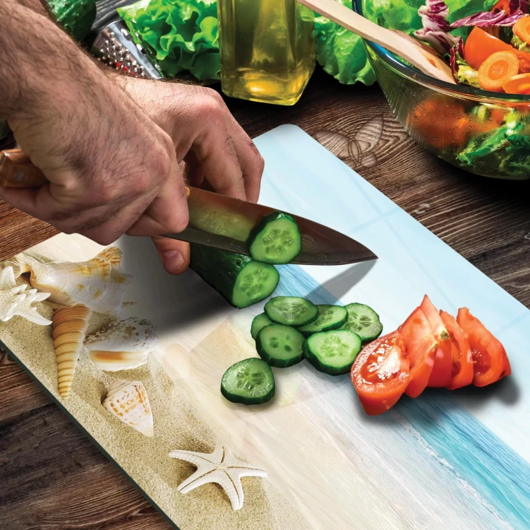 Tempered Glass Cutting Board - Calm Beach