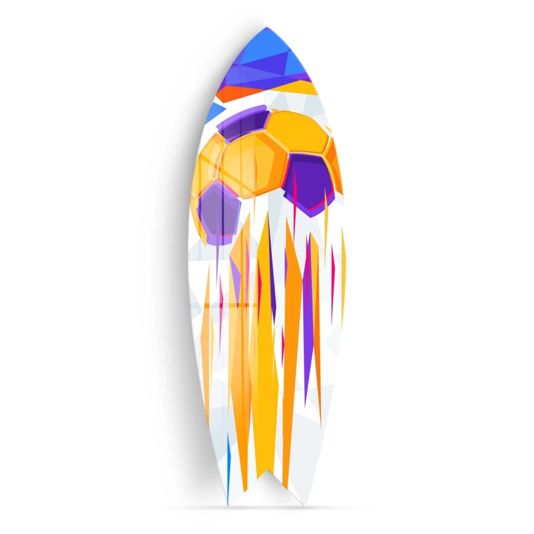 Vivantes Decorative Surfing Board in 4mm Tempered Glass-Soccer Ball