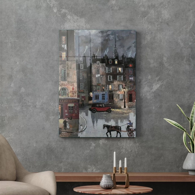 Vivantes Tempered Glass Wall Art - Old Cities Winter