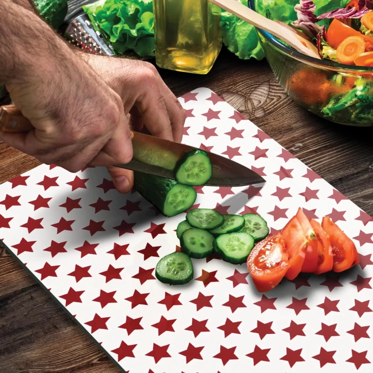 Tempered Glass Cutting Board - RedStars