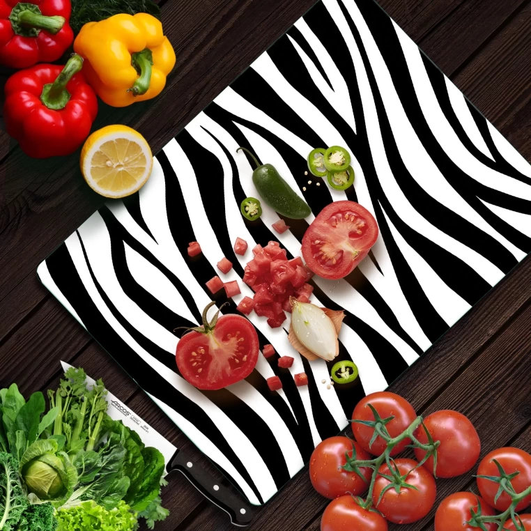 Tempered Glass Cutting Board - Zebra