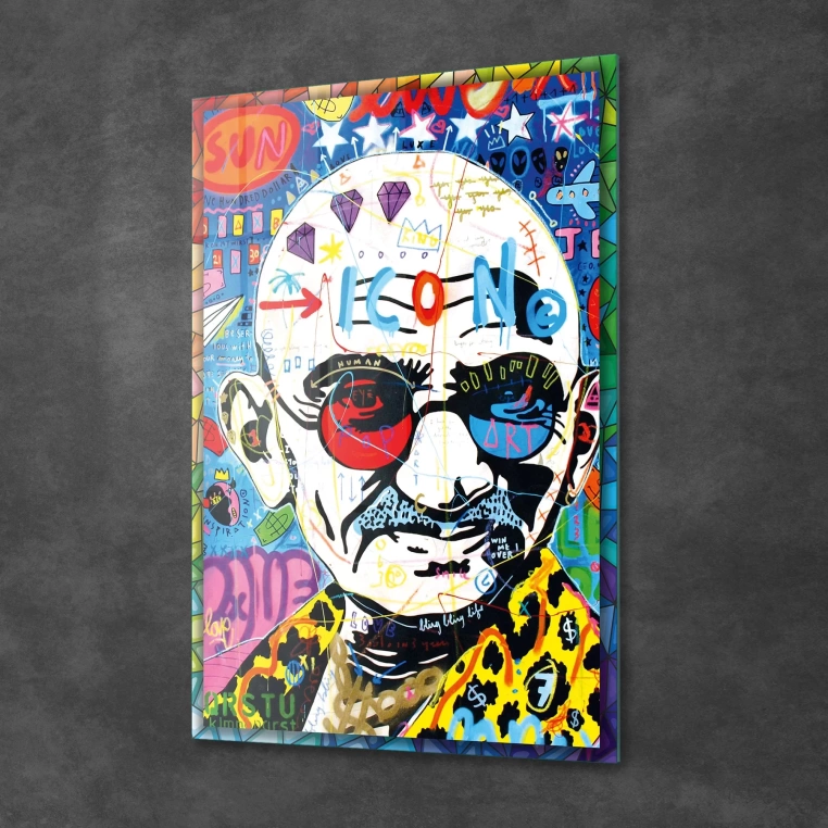 Vivantes Tempered Glass Wall Art - Pop Art Gandhi