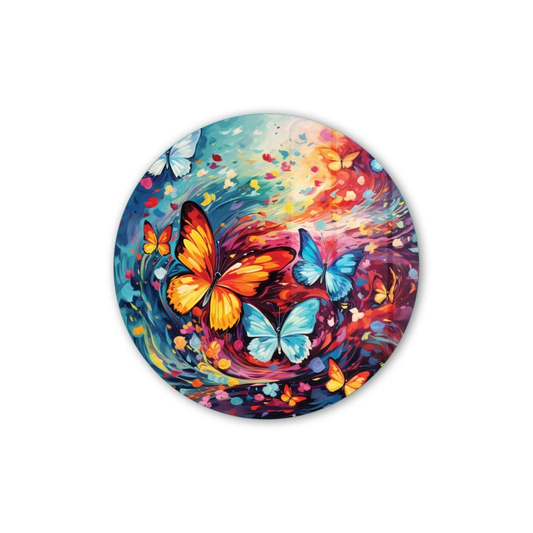 Vivantes Circle Glass Wall Art in 12" Diameter-Orange Butterfly