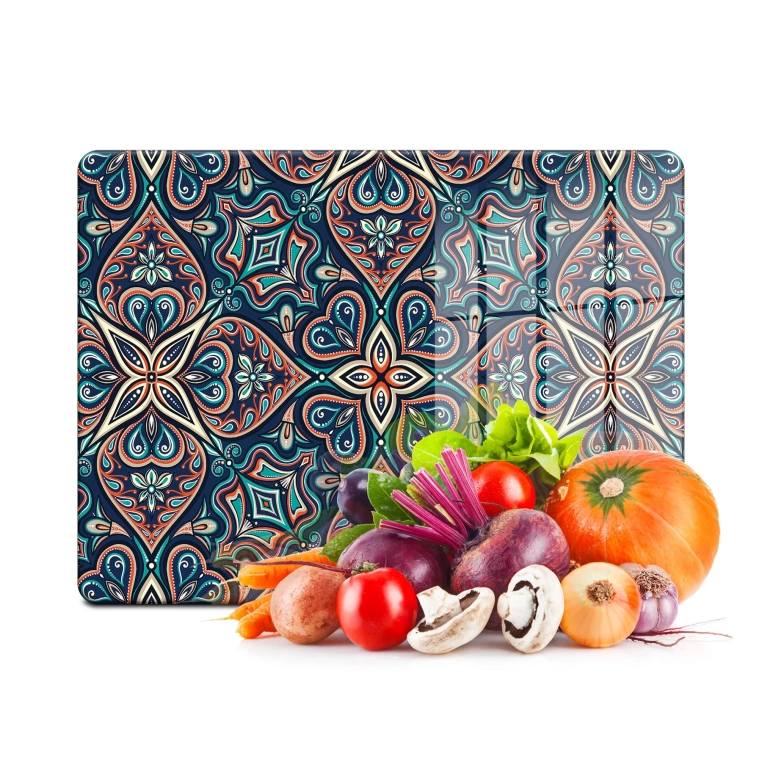 Tempered Glass Cutting Board - Indian Tile