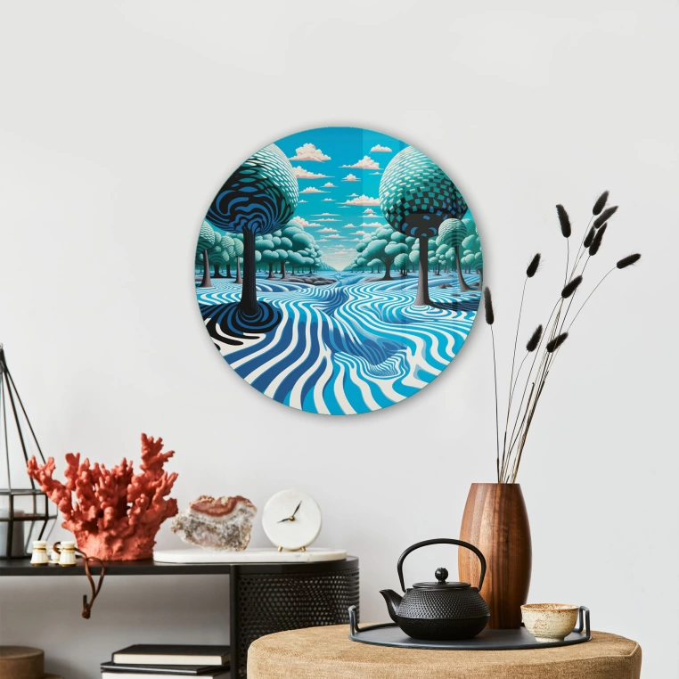 Vivantes Circle Glass Wall Art in 12" Diameter-LaLa Land