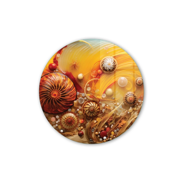 Vivantes Circle Glass Wall Art in 12" Diameter-Pearl Art