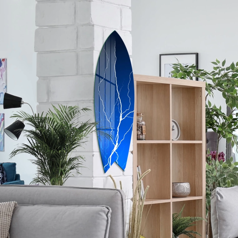 Vivantes Decorative Surfing Board in 4mm Tempered Glass-Lightning