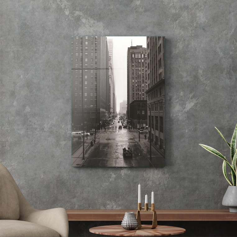 Vivantes Tempered Glass Wall Art - New York in Black and White