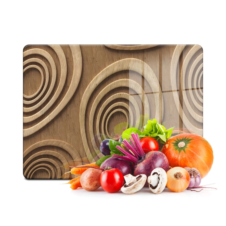 Tempered Glass Cutting Board - Wood Geo