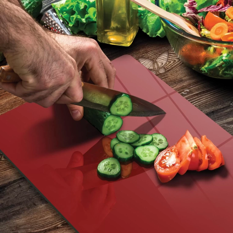 Tempered Glass Cutting Board - Burgundy